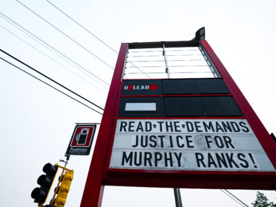 George Floyd Square: "Justice for Murphy Ranks" Sign