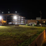 Security lighting outside the parking ramp that Winston Smith was killed at.