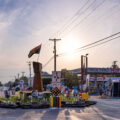 A "sun dog" at George Floyd Square. Apparently sun dogs are rare in the summer?