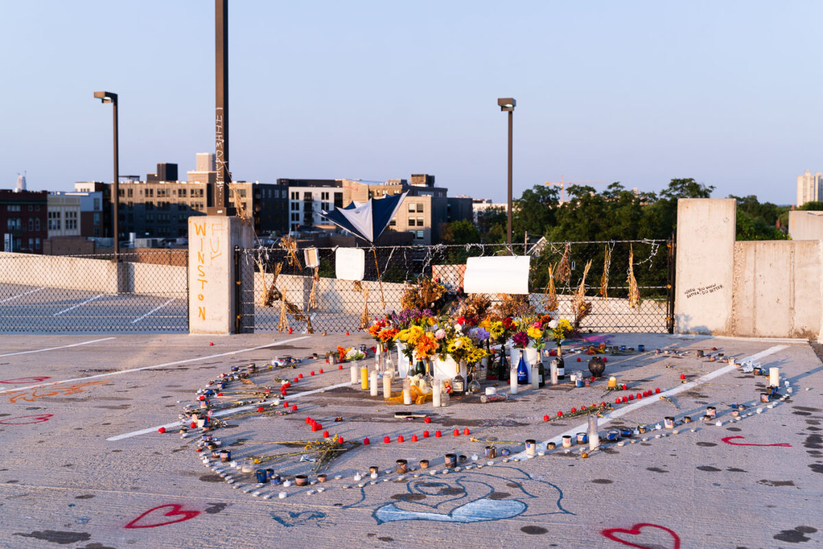 The Winston Smith Memorial at the spot where he was killed by law enforcement.