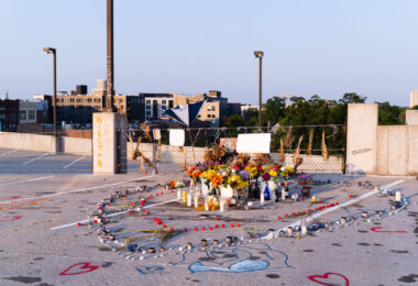 The Winston Smith Memorial at the spot where he was killed by law enforcement.