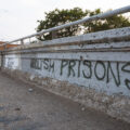 "Abolish Prisons" written on a bridge in South Minneapolis.