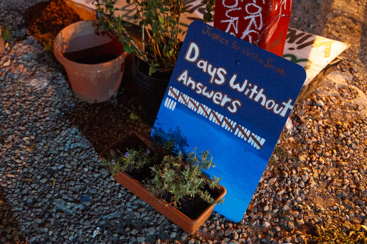 A "Days without answers" sign at George Floyd Square.