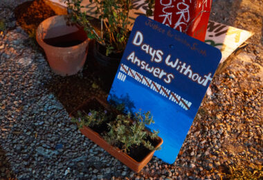A "Days without answers" sign at George Floyd Square.