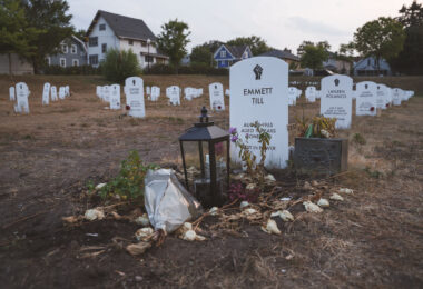 A memorial for Emmett Till at the Say Their Names Memorial near George Floyd Square.