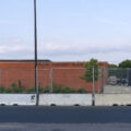 Fencing around the Minneapolis police fifth precinct police station.