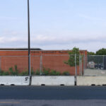 Fencing around the Minneapolis police fifth precinct police station.