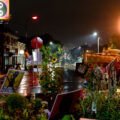 A rainy evening in George Floyd Square looking down Chicago Avenue.