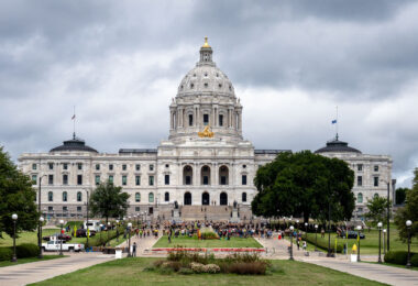 Outside the Minnesota State Capitol today where around a hundred were still holding space in protest against the nearing completion Line 3 pipeline after their permitted event expired. Minnesota Department of Public Safety told the Star Tribune they made 4 arrests.