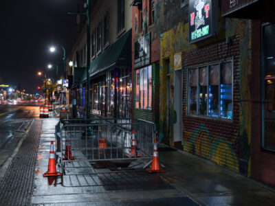 Minneapolis Lake Street at Night in Rain