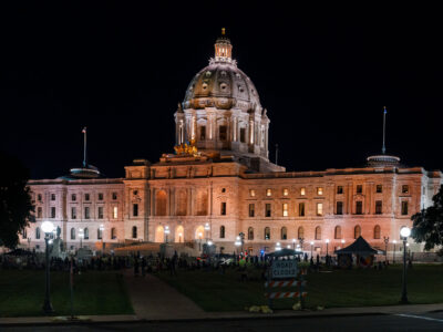 Minnesota State Capitol: Line 3 Pipeline Protest at Night