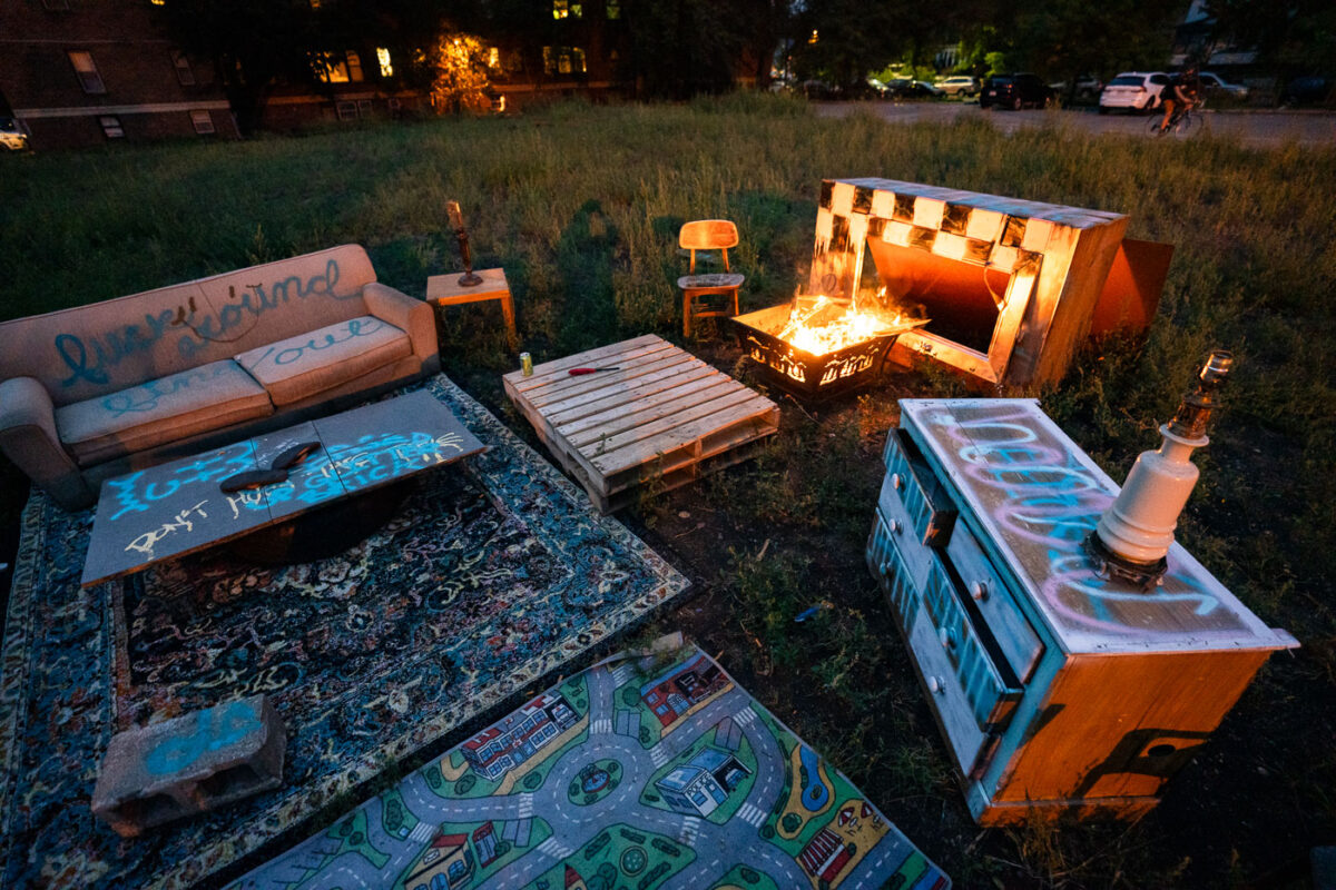 The "Community Living Room" in the former O'Reilly Auto Parts lot.