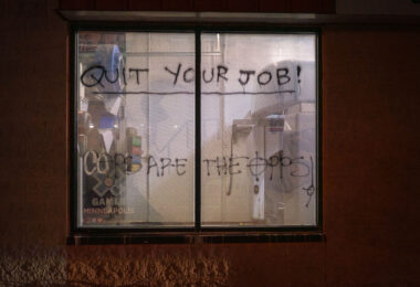 A car wash across the street from the Minneapolis police fifth precinct.
