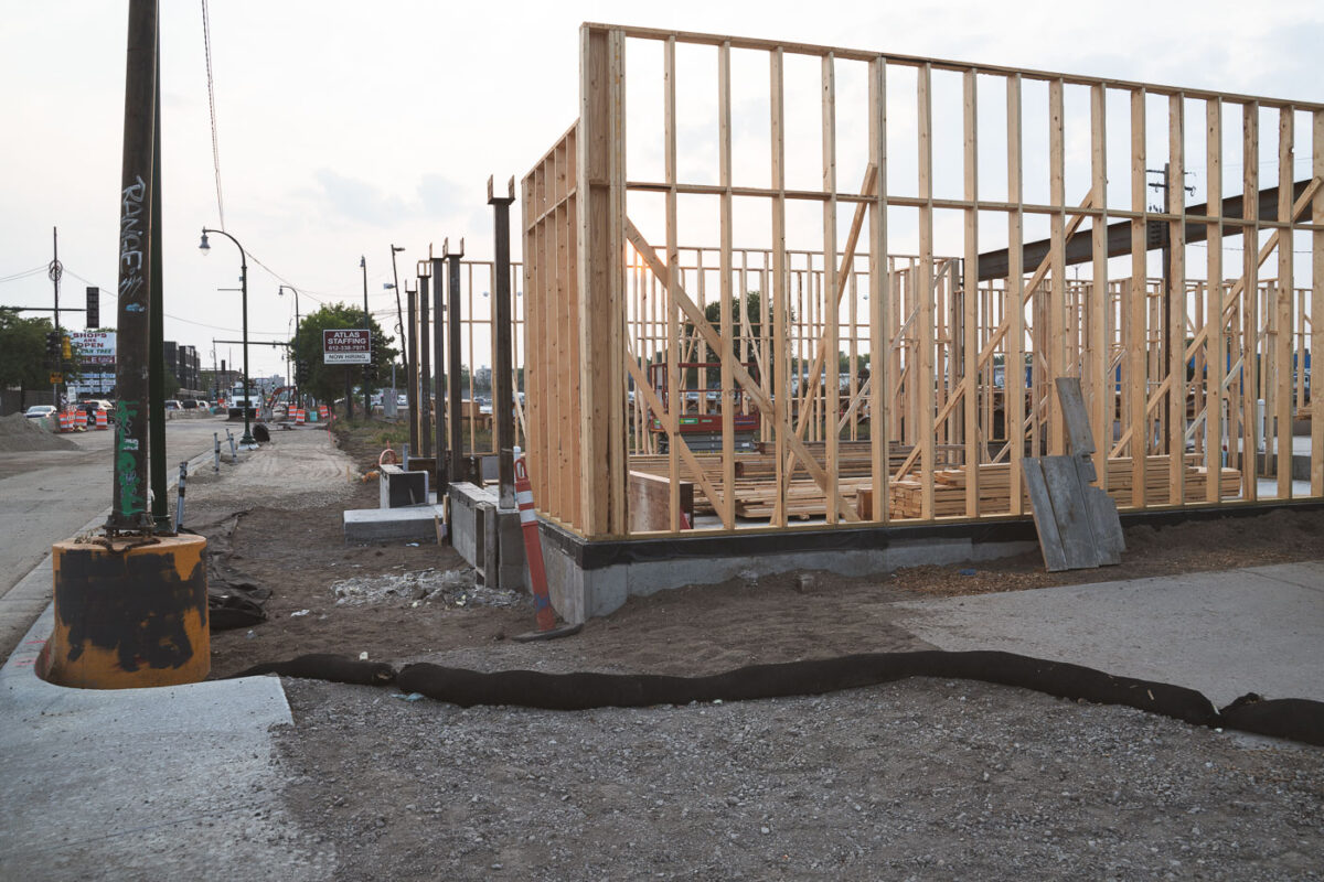 Development of apartments at 112 East Lalke Street. The property was formerly a tobacco shop destroyed during unrest.