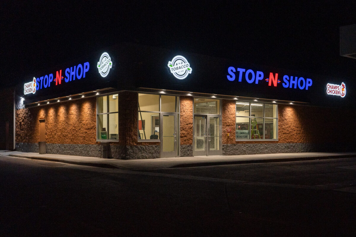 The Stop-N-Shop gas station across from the fifth precinct being renovated after being damaged during unrest.