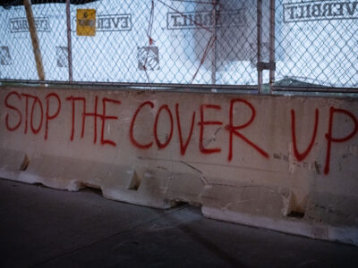 Minneapolis: "Stop The Cover Up" Graffiti at Winston Smith Site
