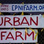 Signage for the Urban Farm Project at the Roof Depot site in South Minneapolis.