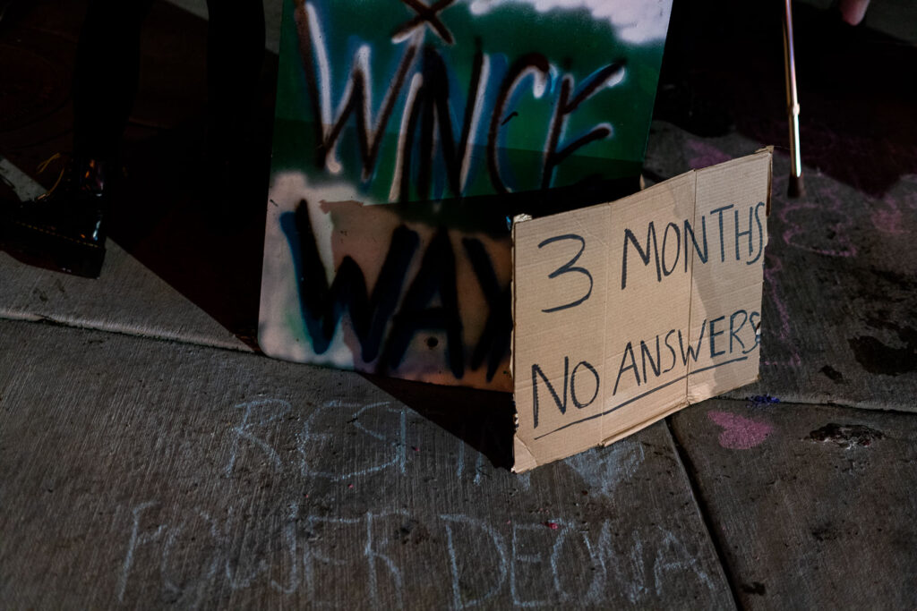A vigil on the 3 months anniversary of the law enforcement shooting death of Winston Smith.