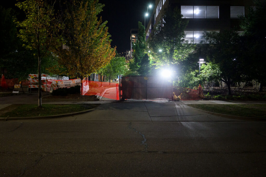 The parking garage at Lake & Girard still on lock down after protests during the summer over the law enforcement shooting dreath of Winston Smith.