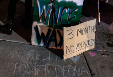 A vigil on the 3 months anniversary of the law enforcement shooting death of Winston Smith.