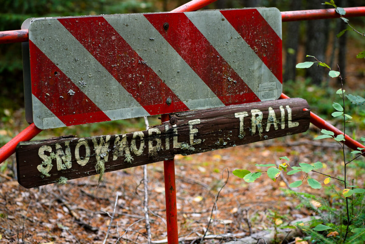 A snowmobile trail in Stony River Township in Northern Minnesota.
