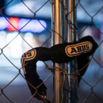 An Abus Lock on a fence in South Minneapolis.