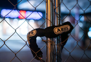 An Abus Lock on a fence in South Minneapolis.
