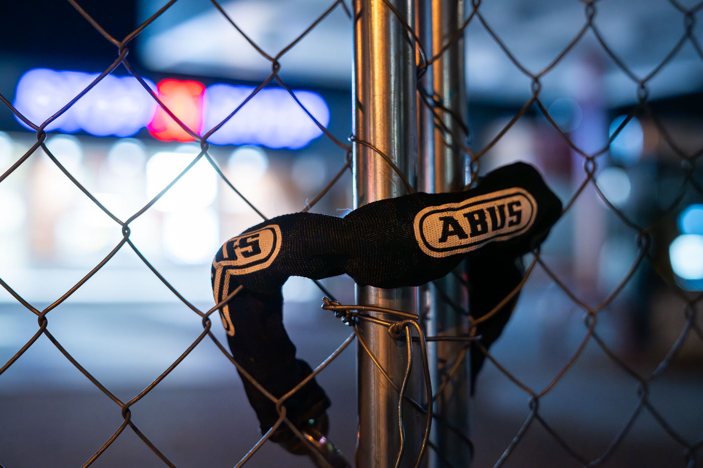 ABUS lock on a fence in Minneapolis