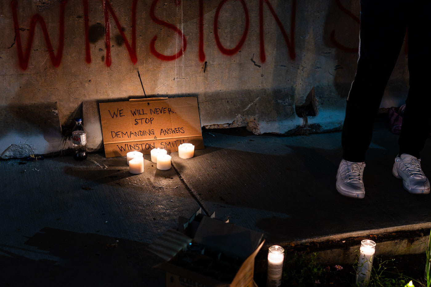 Candles at Winston Smith memorial September 2021