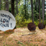 A property owners sign asking "citidiots" to slow down as seen in Northenr Minnesota.
