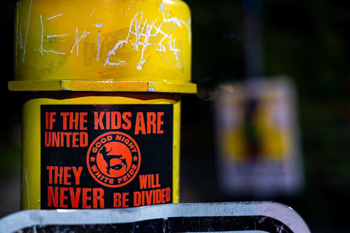 Good Night White Pride Sticker in Minneapolis