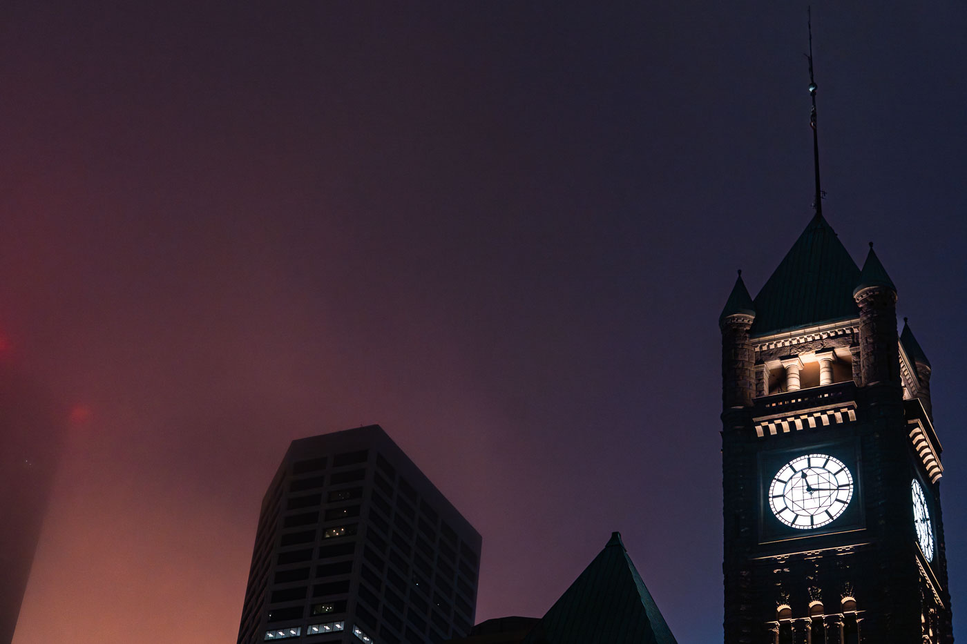 Minneapolis City Hall Clock Tower and Fog