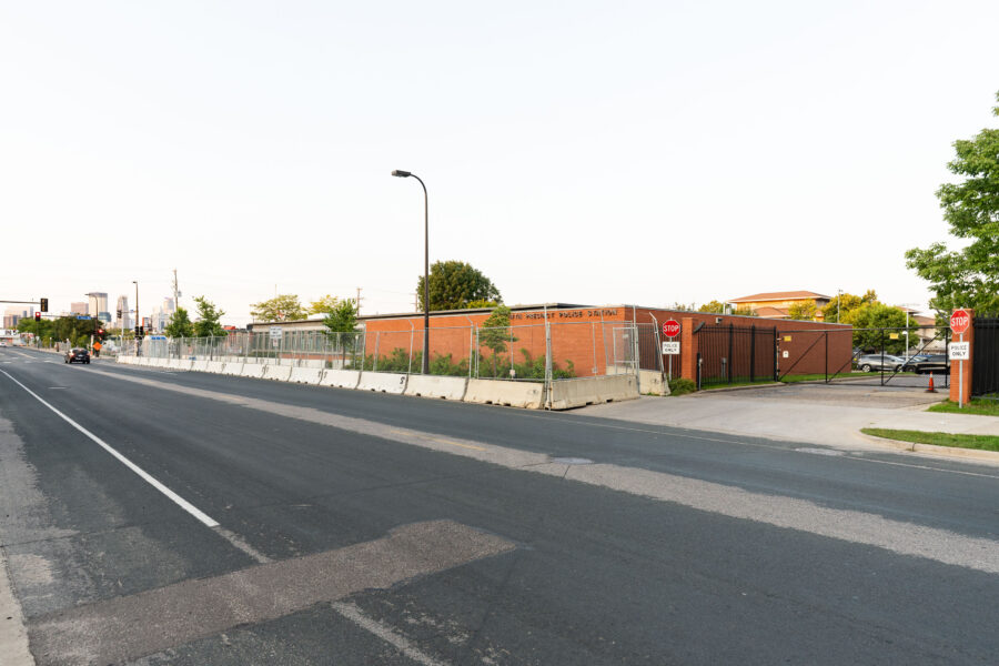 Minneapolis 5th Precinct Police Station with Security Fencing