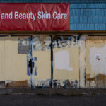 Nail and Beauty Skin Care with boards as seen in South Minneapolis. Sign that reads "We are remodeling".