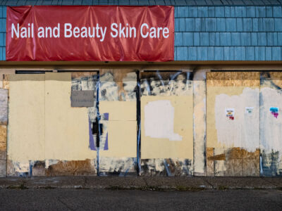 South Minneapolis Nail and Beauty boarded up during remodeling