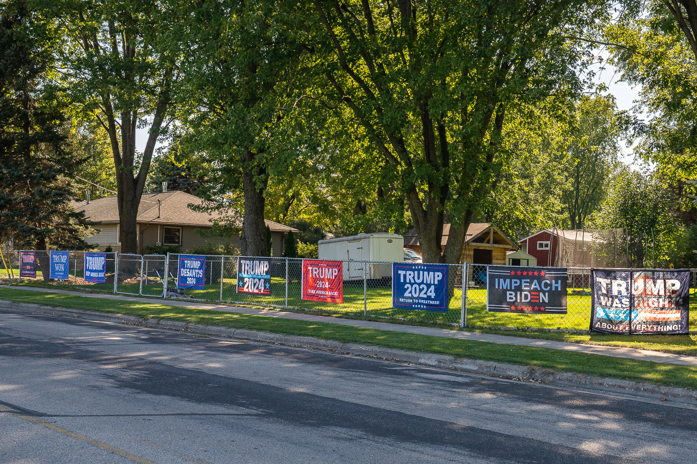Political Yard Signs in a Residential Neighborhood, 2024 Election Season