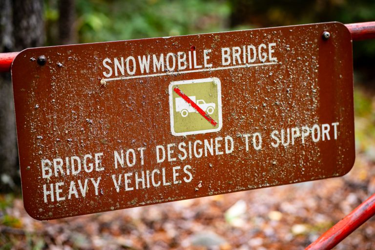 Snowmobile Bridge sign in the Superior National Forest 2 Snowmobile Bridge sign in the Superior National Forest