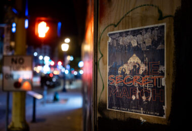 A poster for a march that took place back in July 2021 on boards of Seven Points mall.