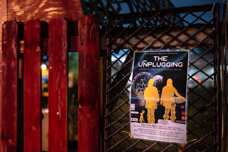 The Unpluggiung movie flyer 4 A flyer for The Unplugging by New Native Theatre at the site of the former Gandhi Mahal Site that burned down during unrest.
