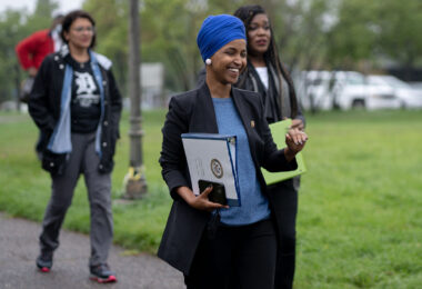U.S. Rep Ilhan Omar, Ayanna Pressley, Rashida Tlaib, and Cori Bush speak at the Mississippi River in Minneapolis asking for President Biden to stop Line 3 pipeline construction.