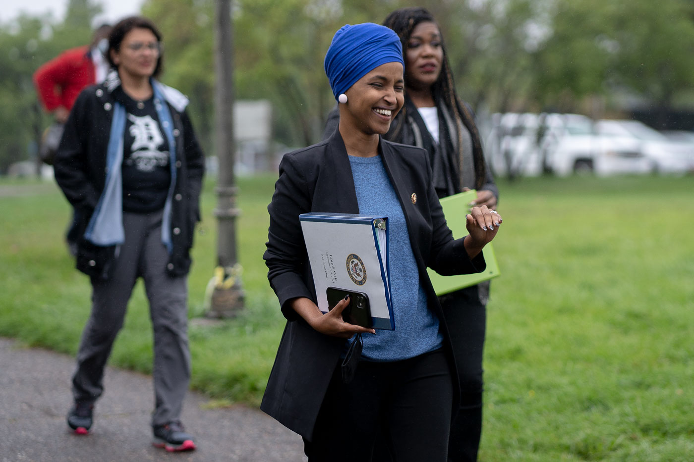 US Rep Ilhan Omar at line 3 press conference