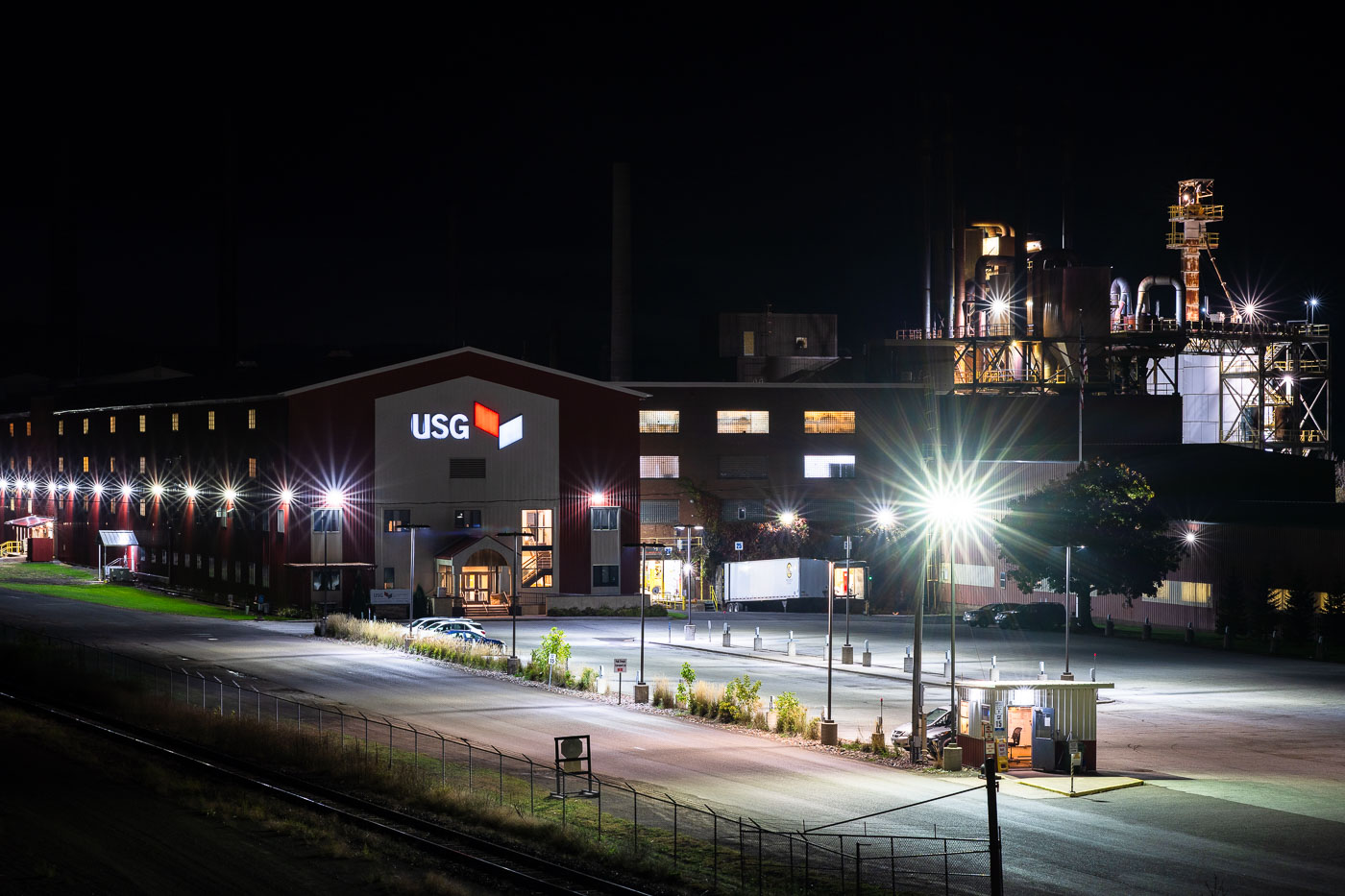 USG Paper Mill Cloquet at night