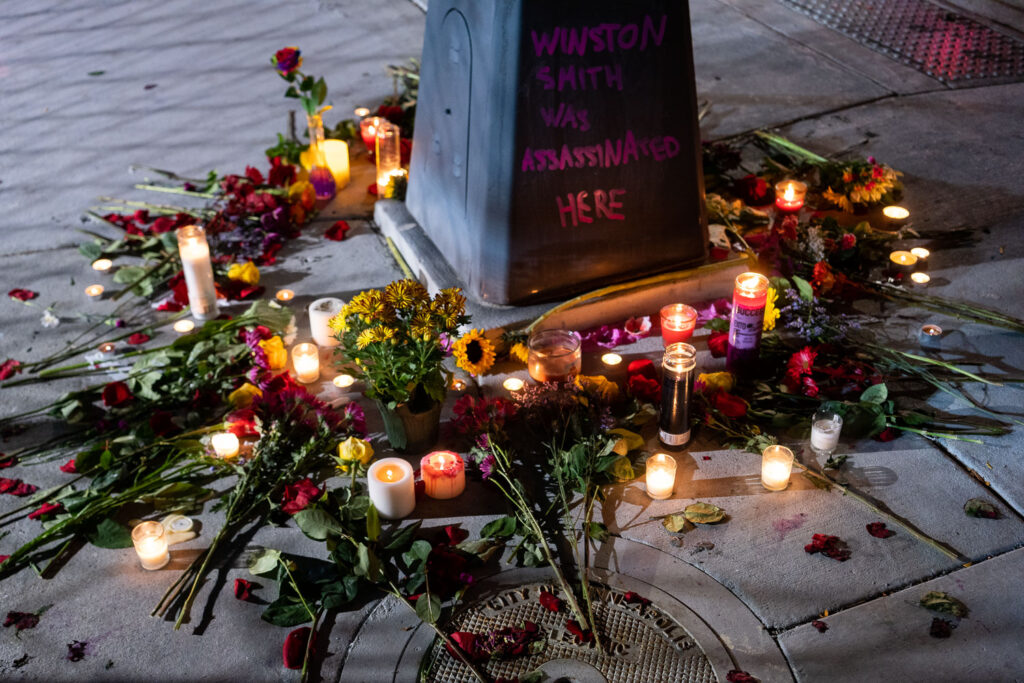 A vigil for Winston Smith who was killed 4 months ago.