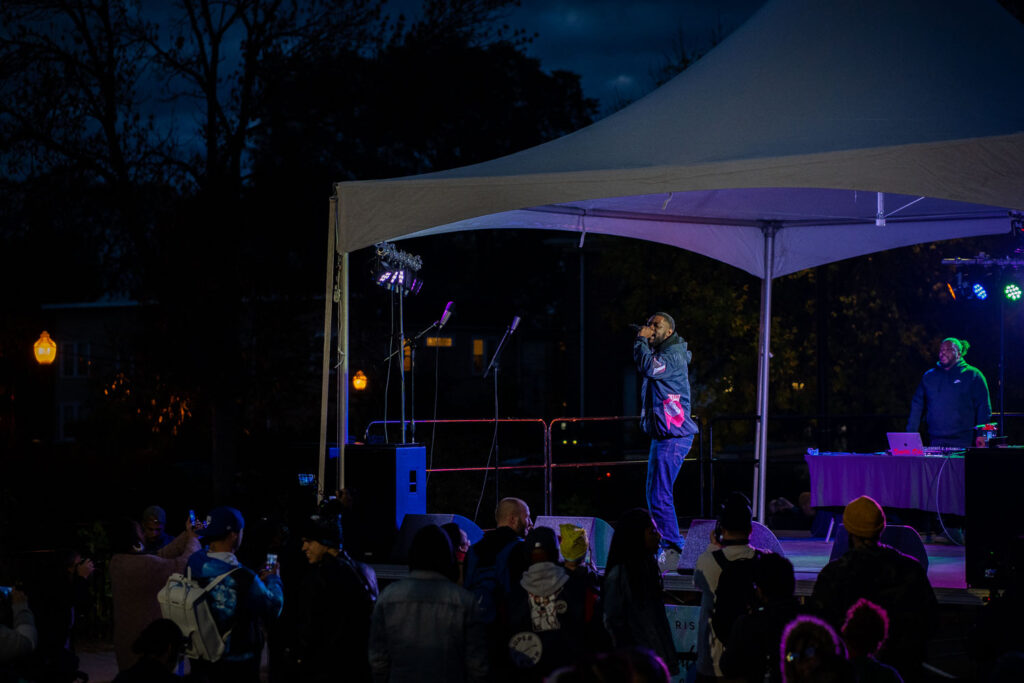 Metasota performs at George Floyd Square on what would have been George Floyd's 48th birthday.