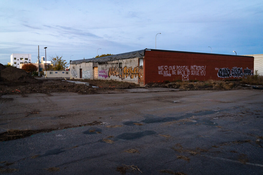 Post office construction beginning on Lake Street Station. The garage portion will remain.