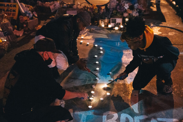 Candles Lit At George Floyd Square on George's 48th 3 Candles being lit on what would have been George Floyds 48th birthday.