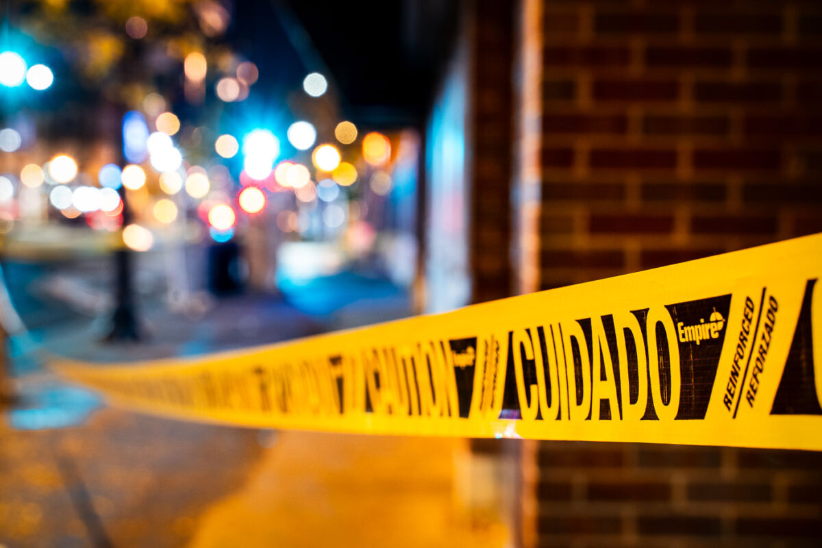 Caution Tape Along a Minneapolis Sidewalk