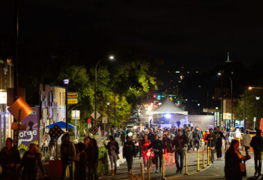 Crowd at George Floyd Square following a vigil on what would have been his 48th birthday.