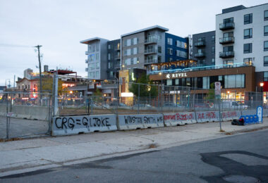 Graffiti on the side of concrete barricades that surround the parking garage that Winston Smith was killed by law enforcement on June 3rd, 2021.

CRG=GI Joke. CRG refers to private security company Conflict Resolution Group.