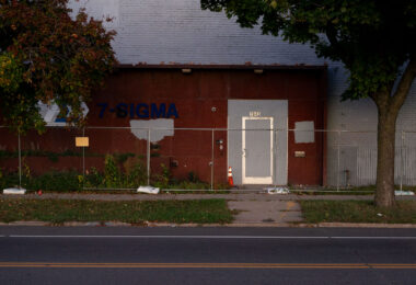 The 7-Sigma facility near the Minneapolis police third precinct police station. The building was destroyed during the protests following the murder of George Floyd.